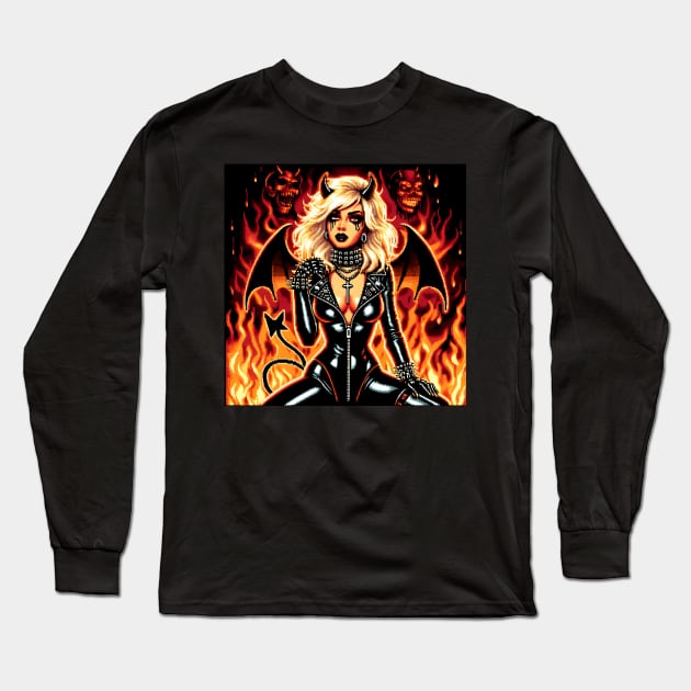devil girl - succubus devil girl Long Sleeve T-Shirt by vaporgraphic
